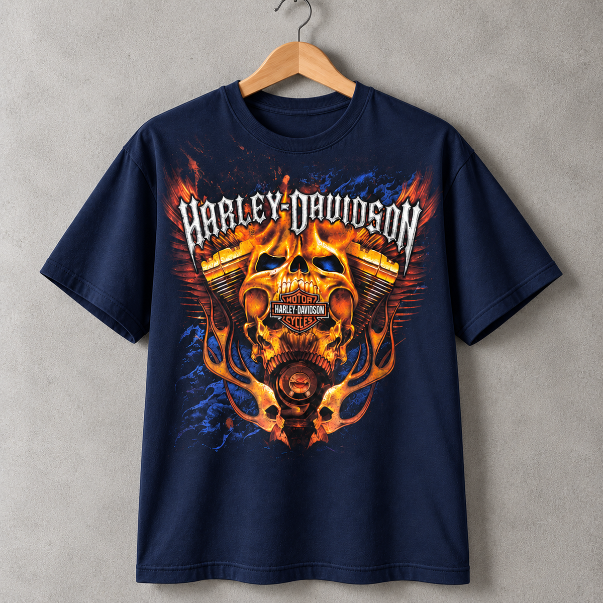 Harley-Davidson Skull Motorcycle T-Shirt, Flaming Biker Graphic Tee