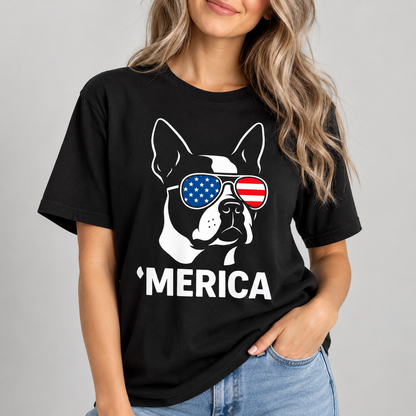 French Bulldog ’Merica Patriotic Graphic T-Shirt American Dog Lover