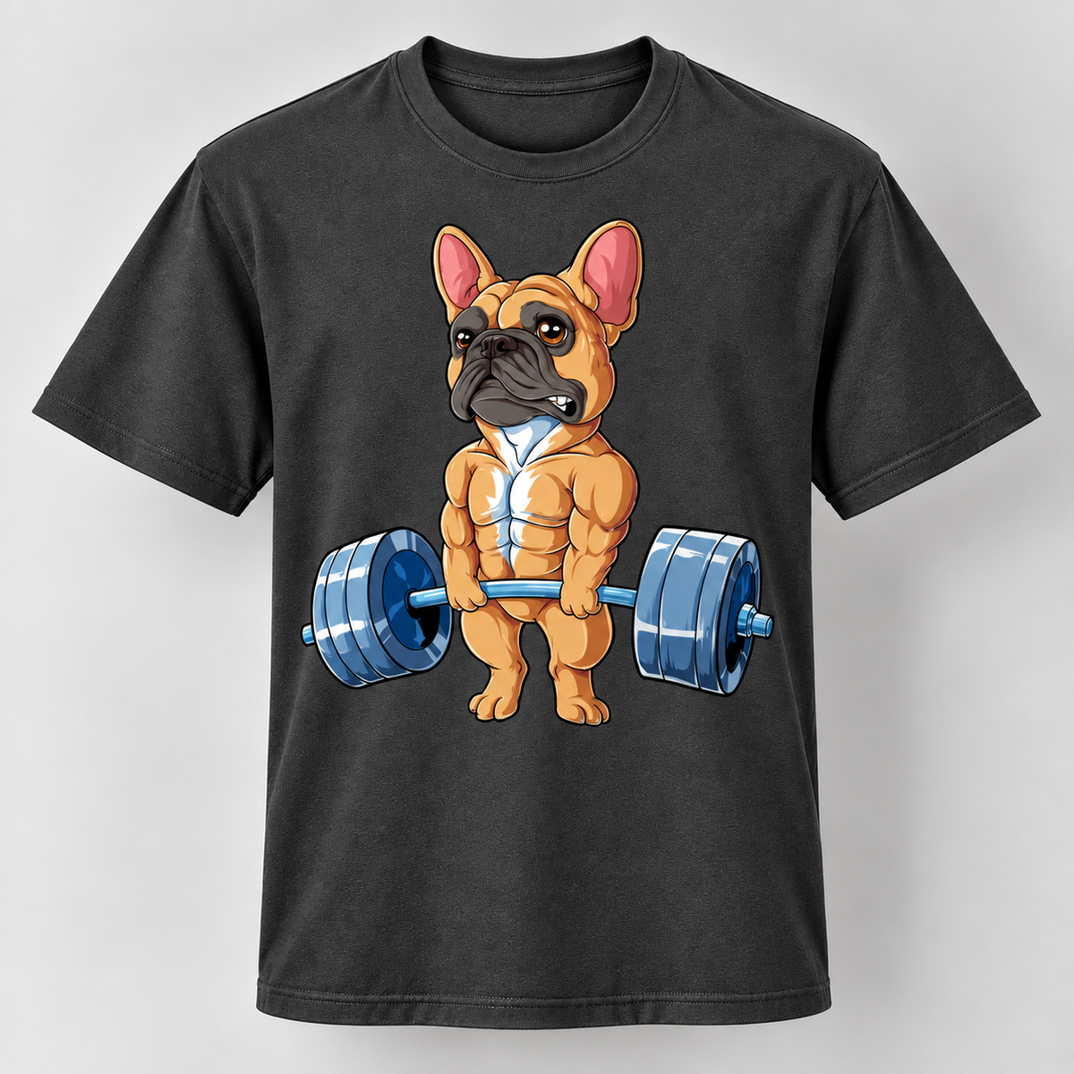Funny French Bulldog Weightlifting Graphic T-Shirt Gym Dog Lover