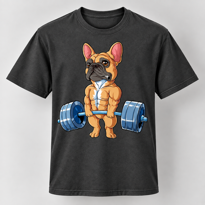 Funny French Bulldog Weightlifting Graphic T-Shirt Gym Dog Lover