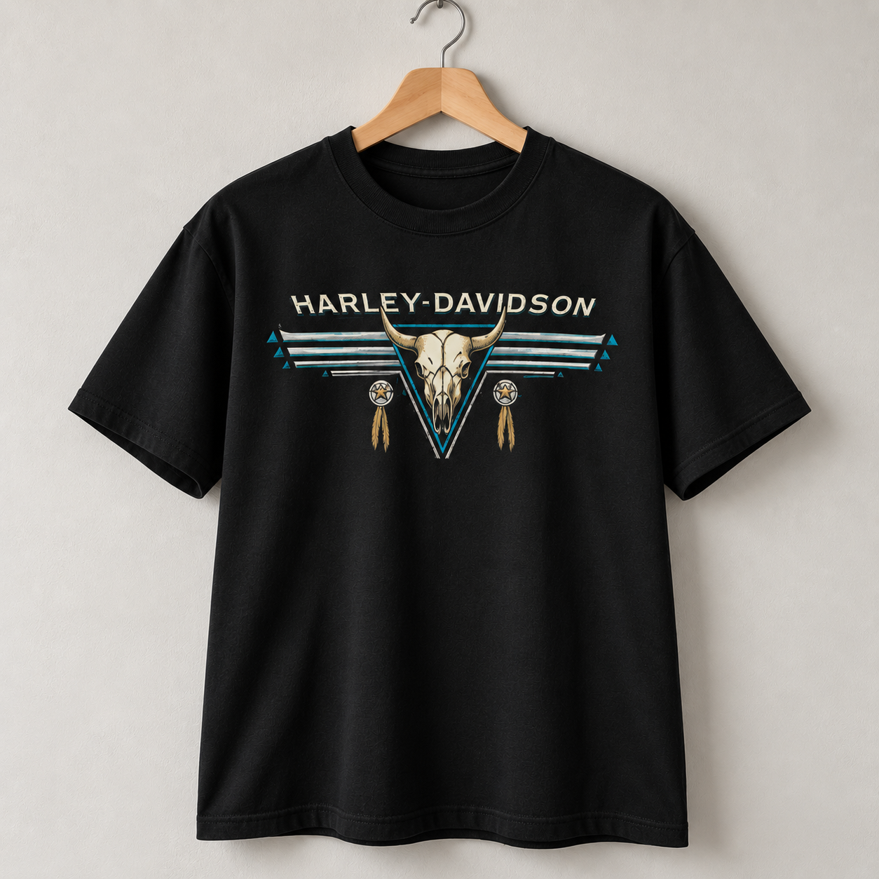 Harley-Davidson Longhorn Skull Western Motorcycle Biker Graphic T-Shirt