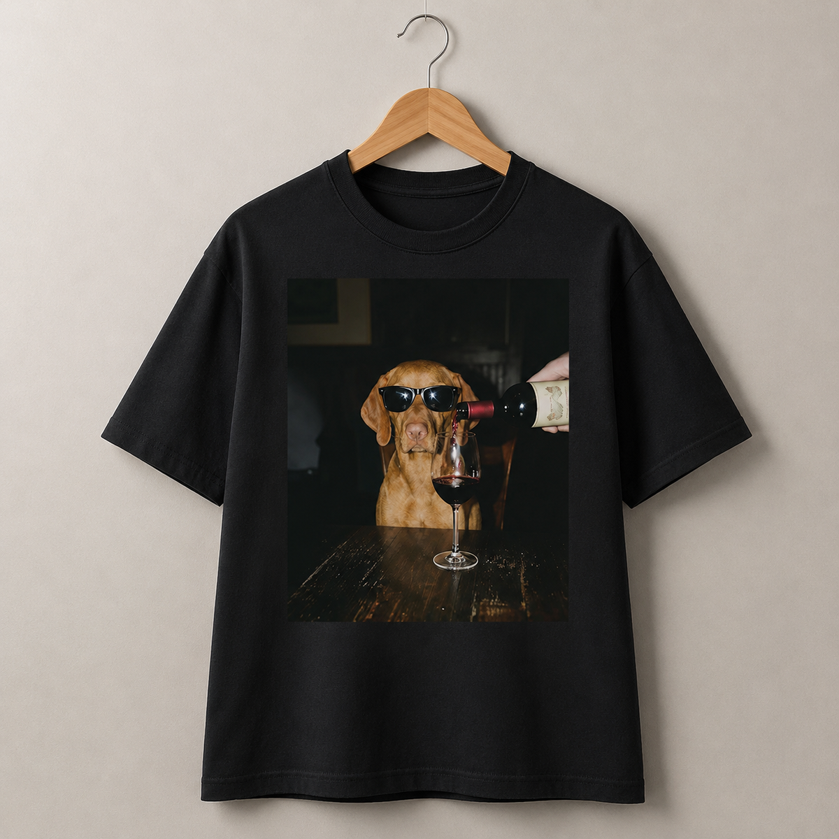 Funny Dog Wine Lover Graphic T-Shirt Vintage Style