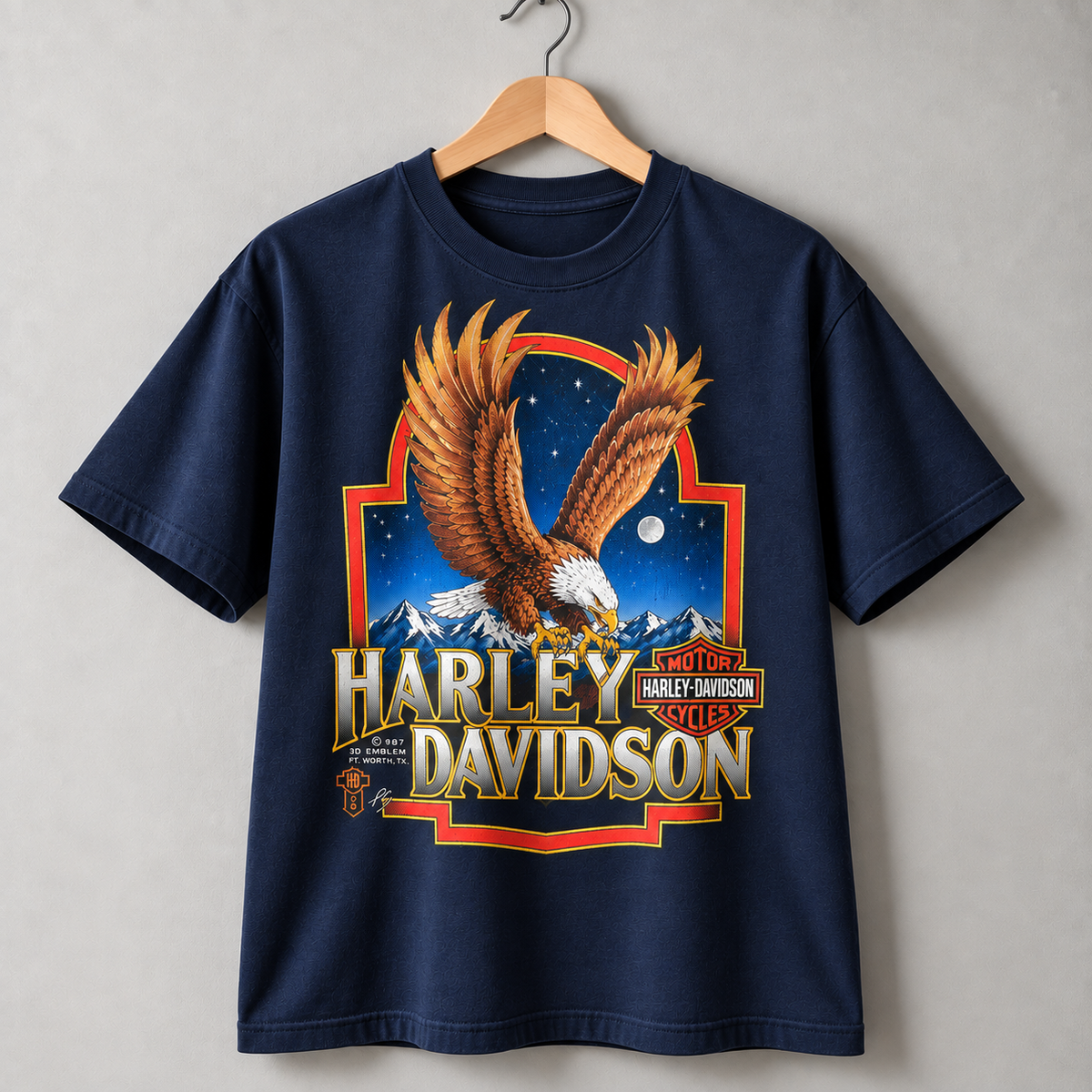Harley-Davidson Bald Eagle Vintage Motorcycle Biker Graphic T-Shirt