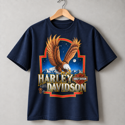 Harley-Davidson Bald Eagle Vintage Motorcycle Biker Graphic T-Shirt
