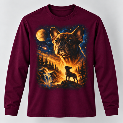 French Bulldog Moonlight Wilderness Long Sleeve T-Shirt Dog Lover