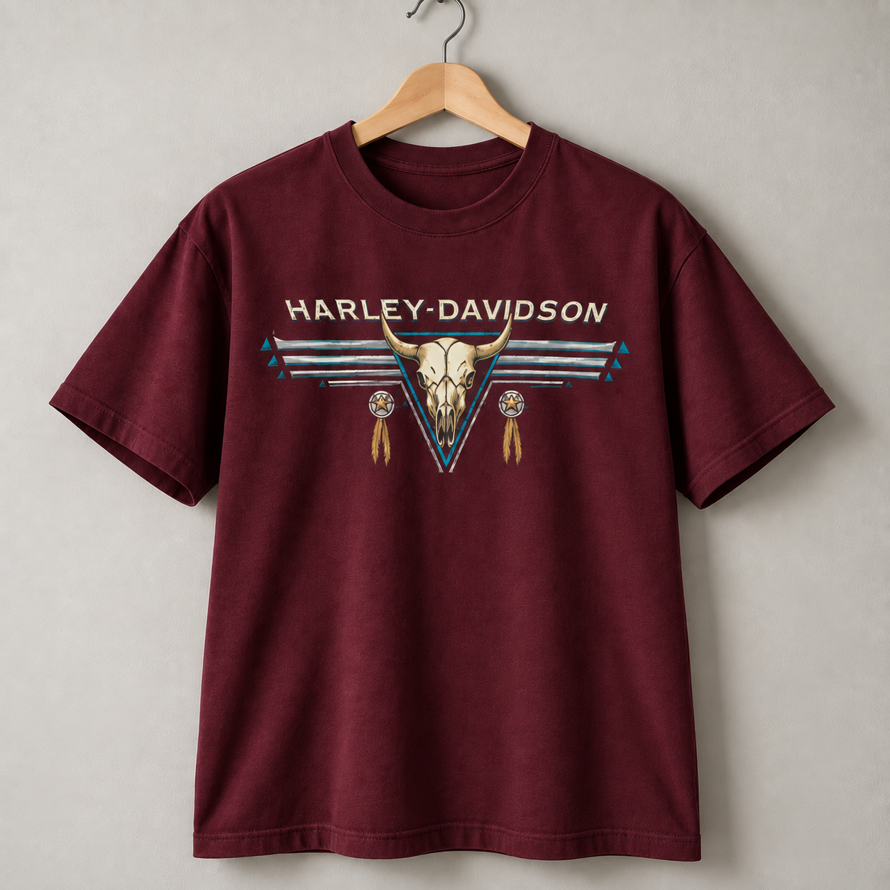 Harley-Davidson Longhorn Skull Western Motorcycle Biker Graphic T-Shirt