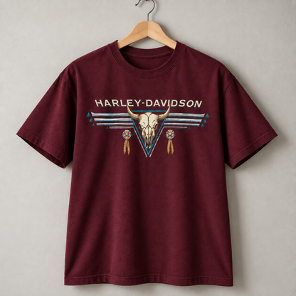 Harley-Davidson Longhorn Skull Western Motorcycle Biker Graphic T-Shirt