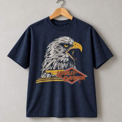 Harley-Davidson Vintage Bald Eagle Motorcycle Biker Graphic T-Shirt