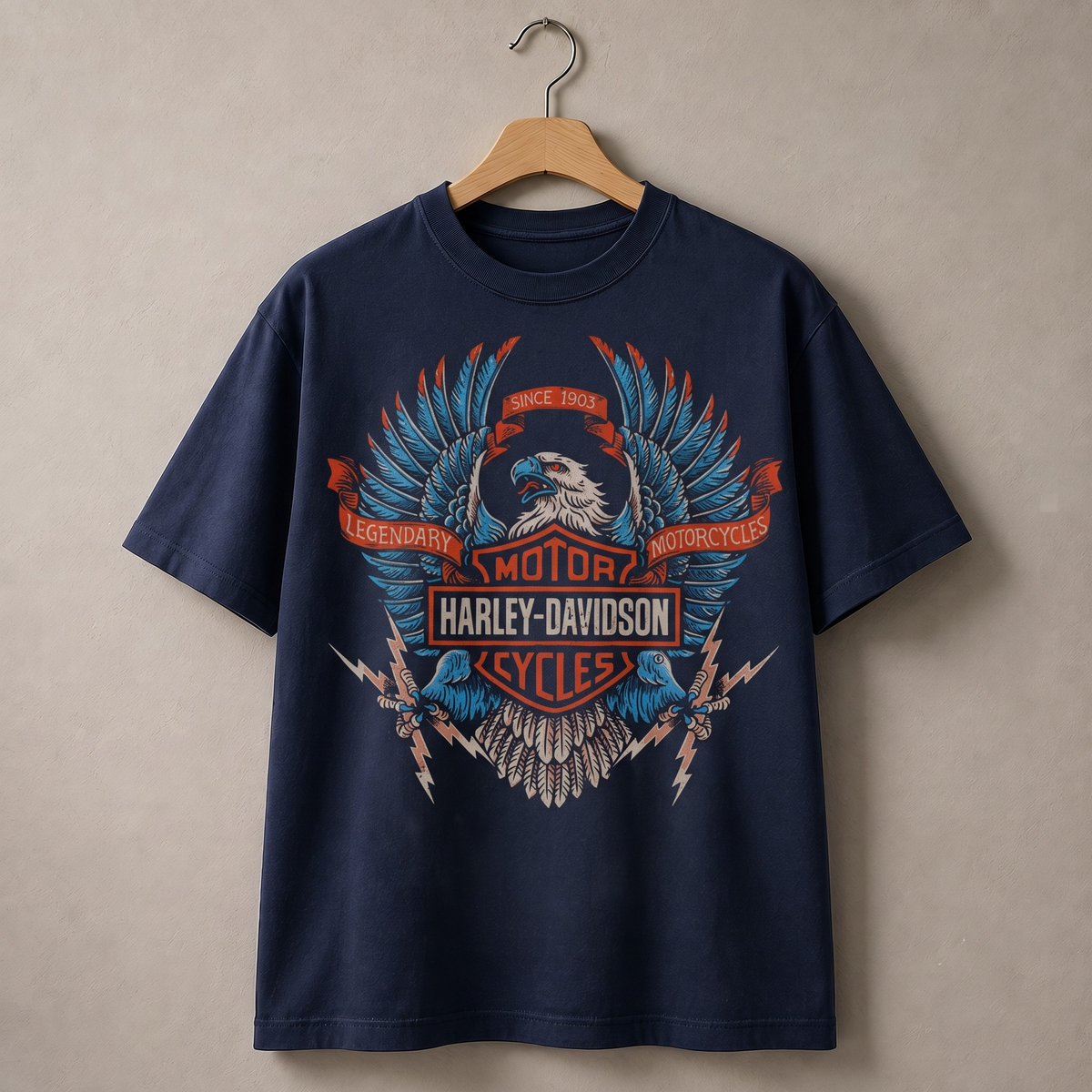 Vintage Harley Davidson Cycles T-Shirt Eagle Graphic Biker Motorcycle Retro