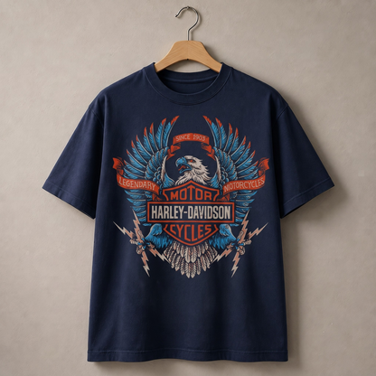 Vintage Harley Davidson Cycles T-Shirt Eagle Graphic Biker Motorcycle Retro