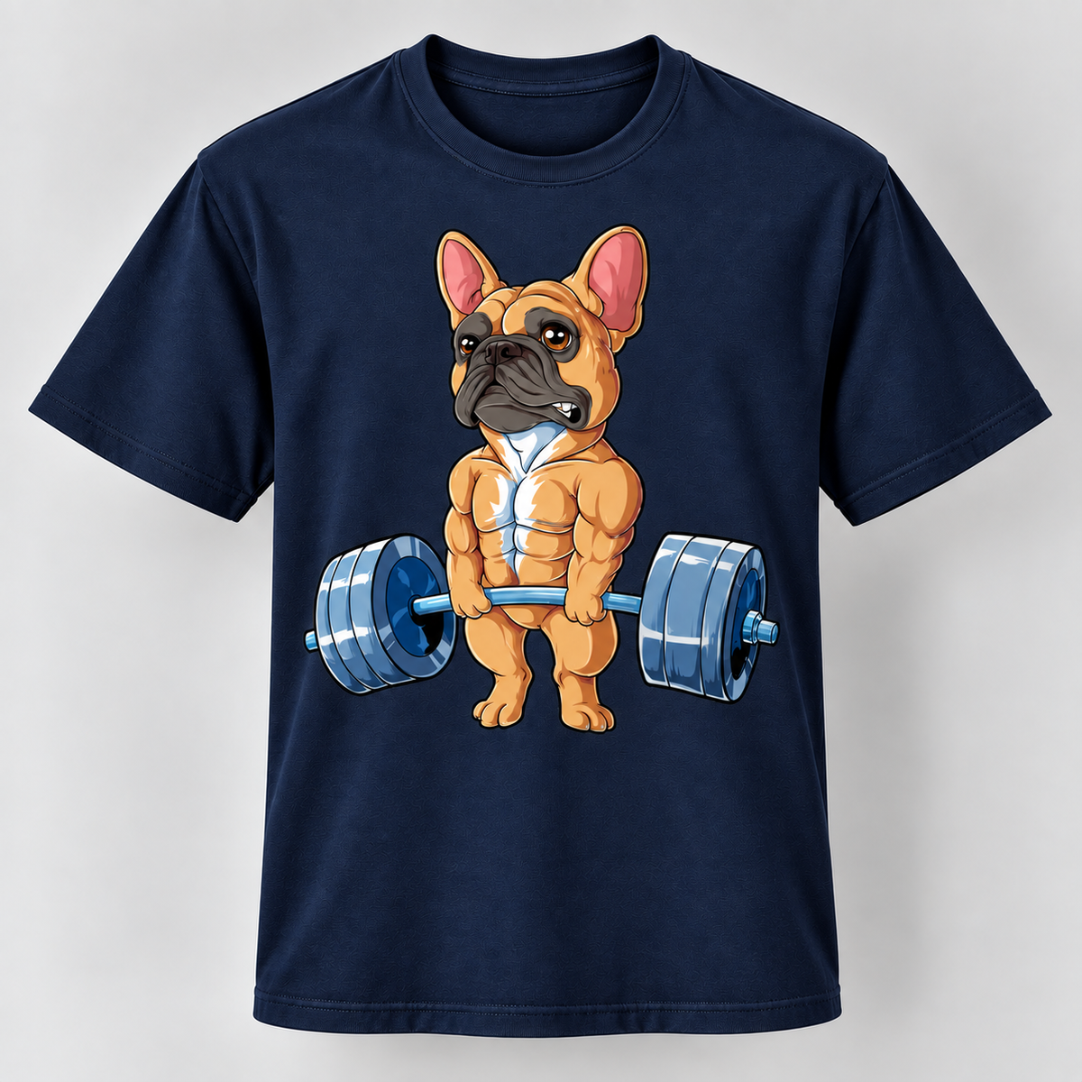 Funny French Bulldog Weightlifting Graphic T-Shirt Gym Dog Lover