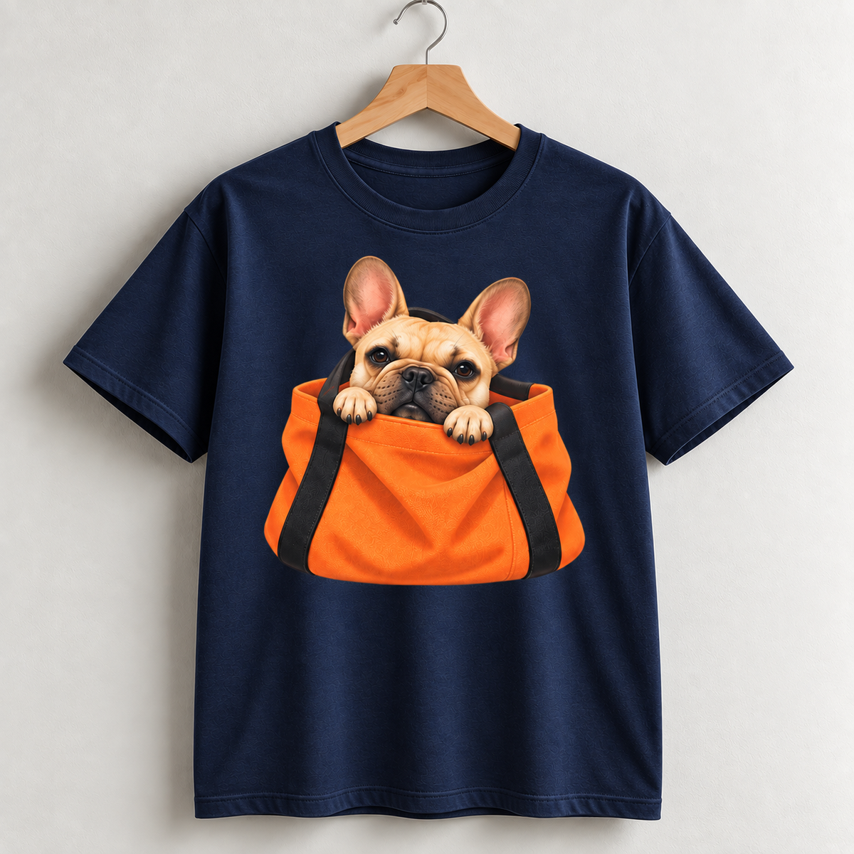 Cute French Bulldog T-Shirt – Frenchie in Bag Graphic Tee for Dog Lovers