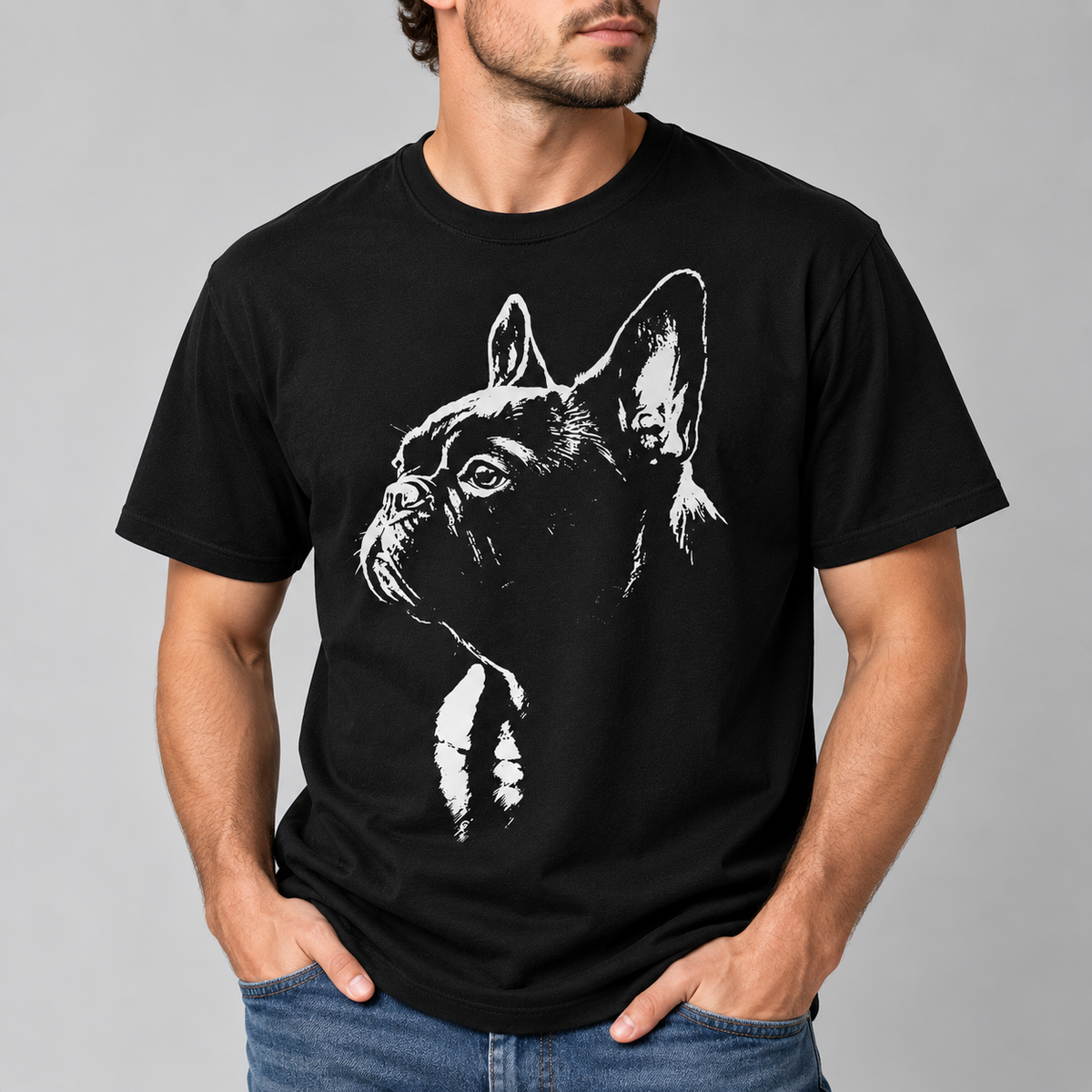 French Bulldog Portrait Graphic Unisex T-Shirt Frenchie Dog Lover Tee