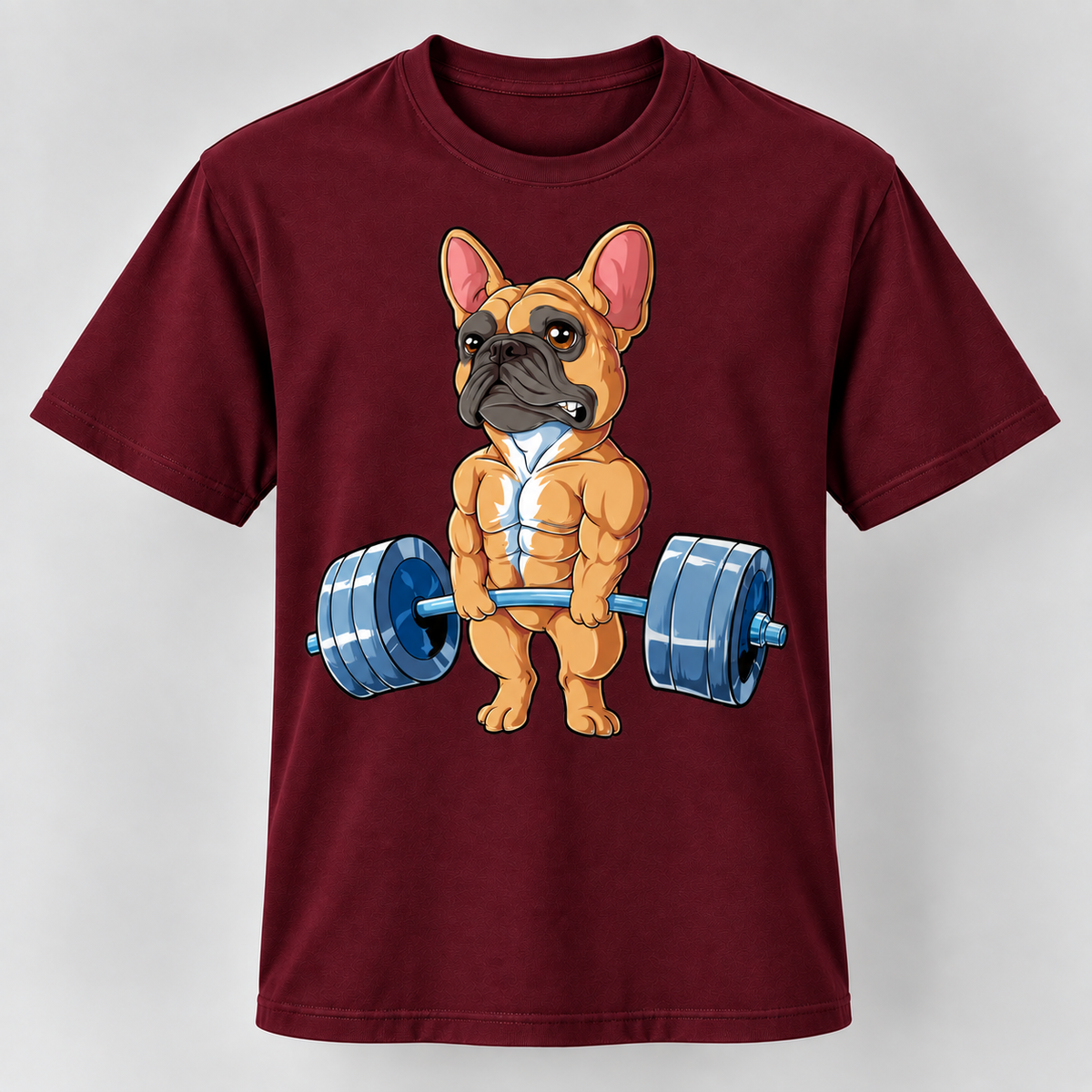 Funny French Bulldog Weightlifting Graphic T-Shirt Gym Dog Lover