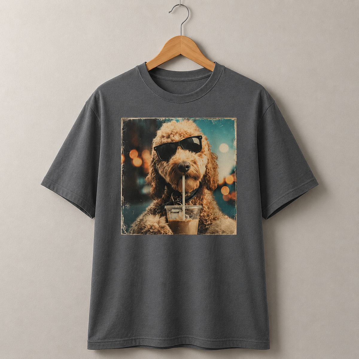 Dog Coffee Lover Graphic T-Shirt Vintage Style