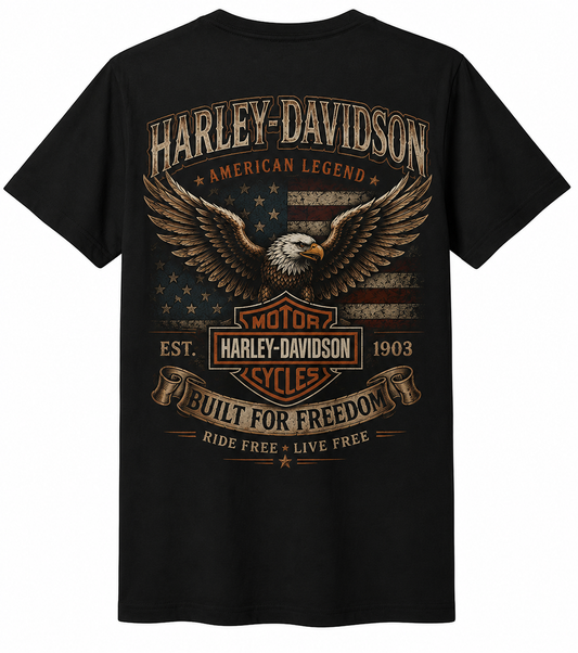American Legend Eagle Vintage Motorcycle Graphic T-Shirt – Built for Freedom