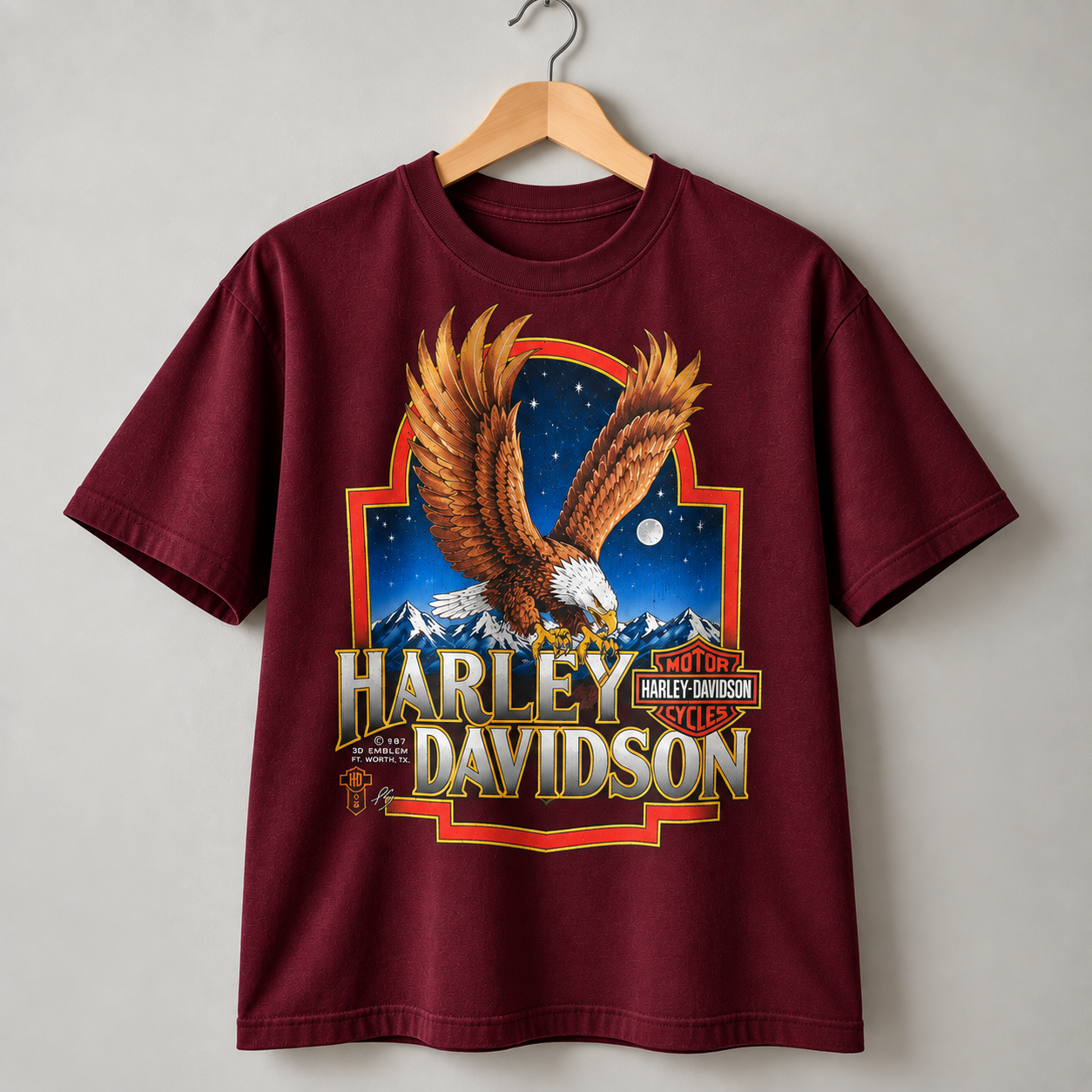 Harley-Davidson Bald Eagle Vintage Motorcycle Biker Graphic T-Shirt