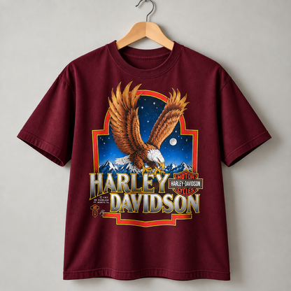 Harley-Davidson Bald Eagle Vintage Motorcycle Biker Graphic T-Shirt