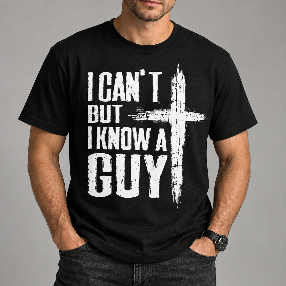 I Can't But I Know a Guy Jesus Christian T-Shirt, Cross Faith Tee