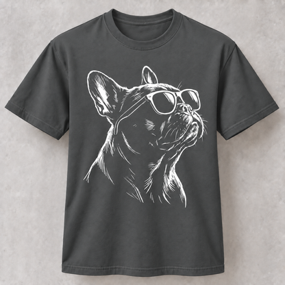 Retro Frenchie with Shades T-Shirt, French Bulldog Portrait Dog Mom Dad Gift