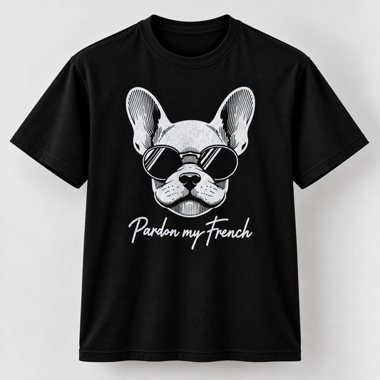 Funny French Bulldog Pardon My French Graphic T-Shirt Dog Lover