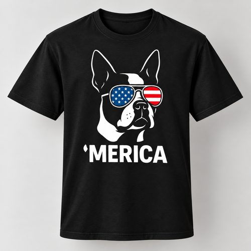French Bulldog ’Merica Patriotic Graphic T-Shirt American Dog Lover