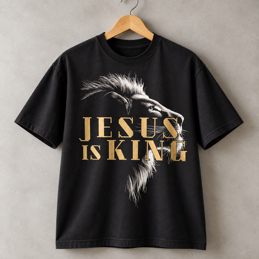 Jesus Is King Lion Christian Faith Graphic T-Shirt