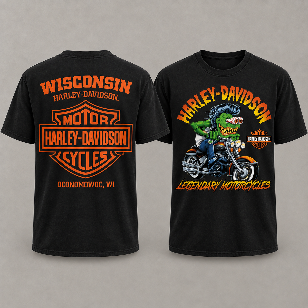 Harley Davidson Wisconsin Motorcycle Graphic Tee Vintage Biker