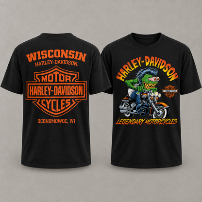 Harley Davidson Wisconsin Motorcycle Graphic Tee Vintage Biker