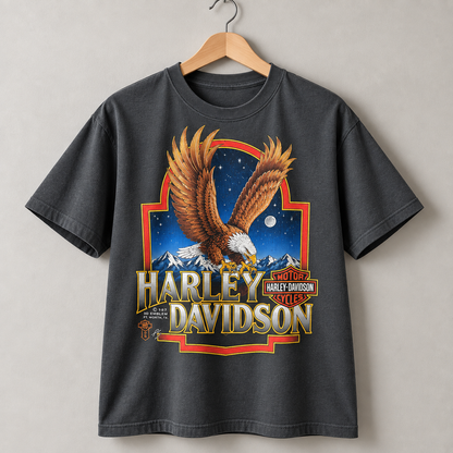 Harley-Davidson Bald Eagle Vintage Motorcycle Biker Graphic T-Shirt