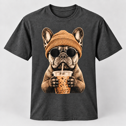 French Bulldog Boba Tea Graphic Tee – Funny Frenchie Shirt