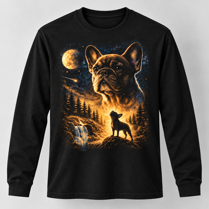 French Bulldog Moonlight Wilderness Long Sleeve T-Shirt Dog Lover