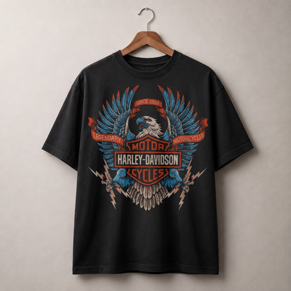 Vintage Harley Davidson Cycles T-Shirt Eagle Graphic Biker Motorcycle Retro