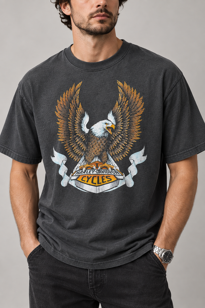 Harley-Davidson Vintage Bald Eagle Motorcycle Biker Graphic T-Shirt
