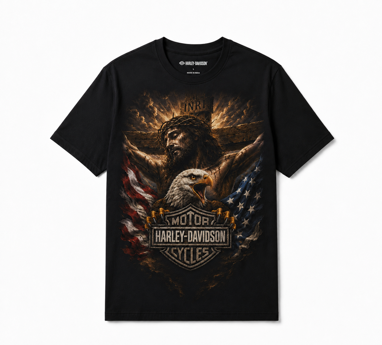 Jesus Christ Eagle American Flag Vintage Graphic T-Shirt