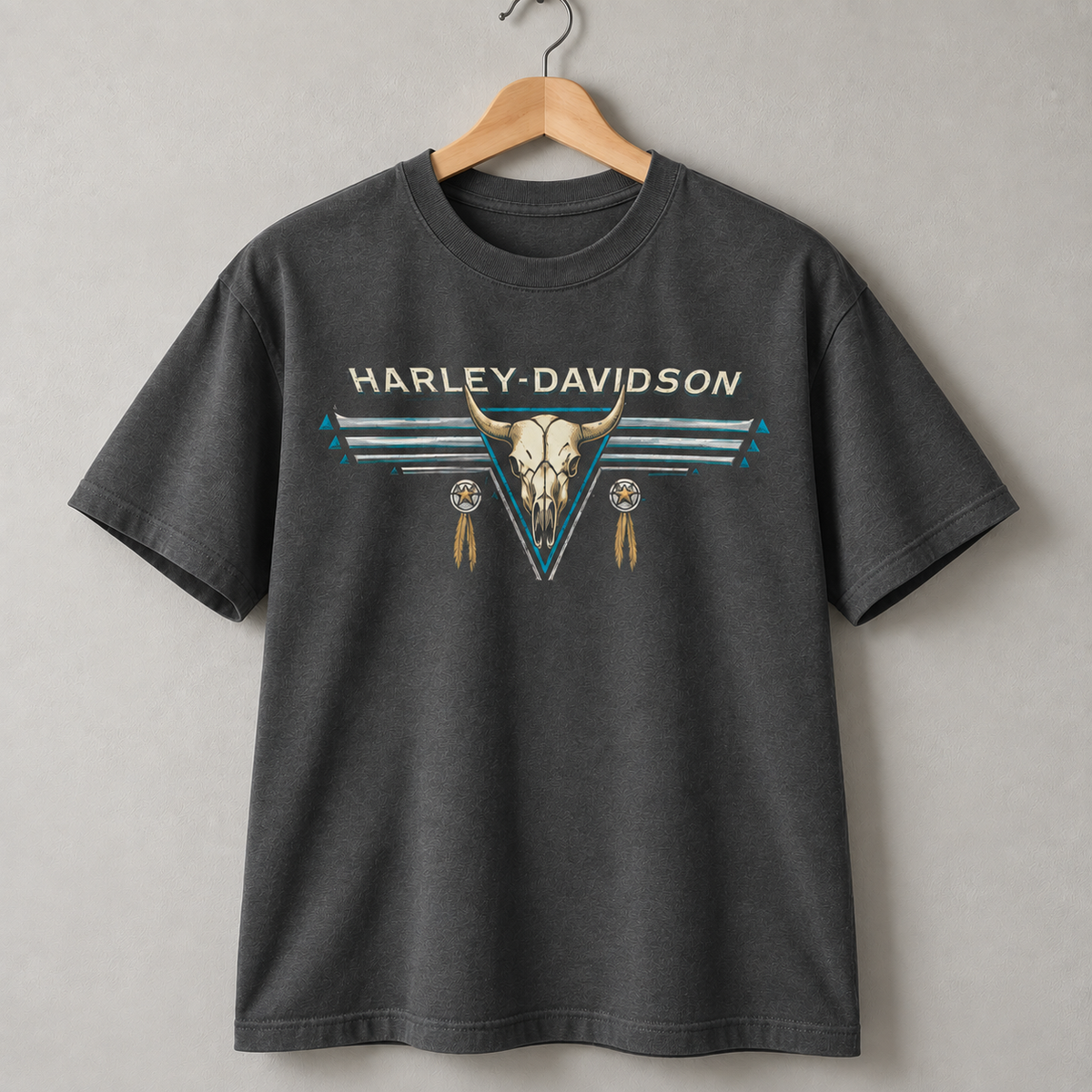 Harley-Davidson Longhorn Skull Western Motorcycle Biker Graphic T-Shirt