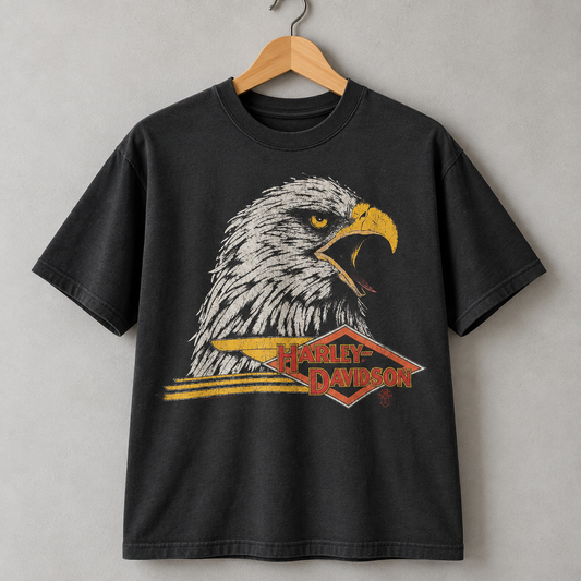 Harley-Davidson Vintage Bald Eagle Motorcycle Biker Graphic T-Shirt