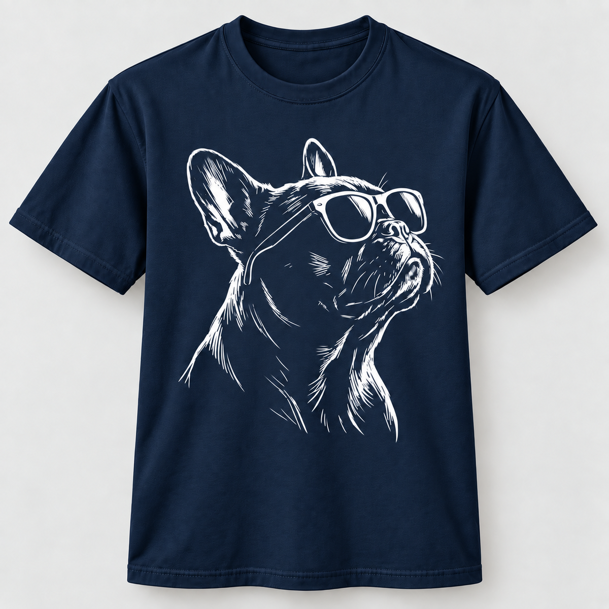 Retro Frenchie with Shades T-Shirt, French Bulldog Portrait Dog Mom Dad Gift