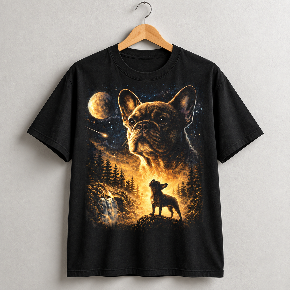 French Bulldog Moonlight Wilderness Graphic T-Shirt Dog Lover