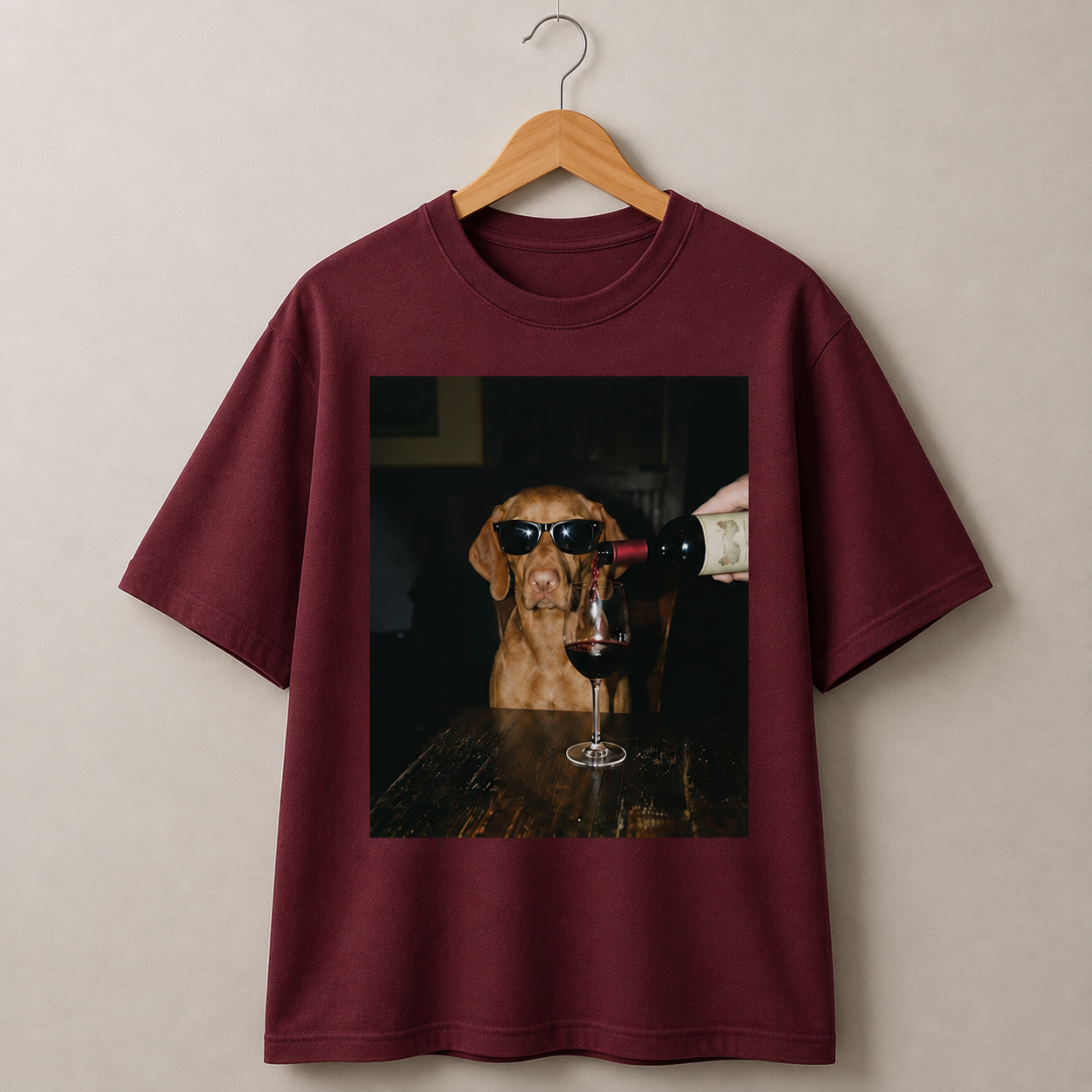 Funny Dog Wine Lover Graphic T-Shirt Vintage Style