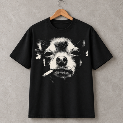 Chihuahua Smoking Dog T-Shirt, Funny Grunge Graphic Tee