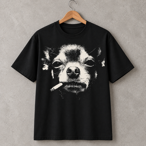 Chihuahua Smoking Dog T-Shirt, Funny Grunge Graphic Tee