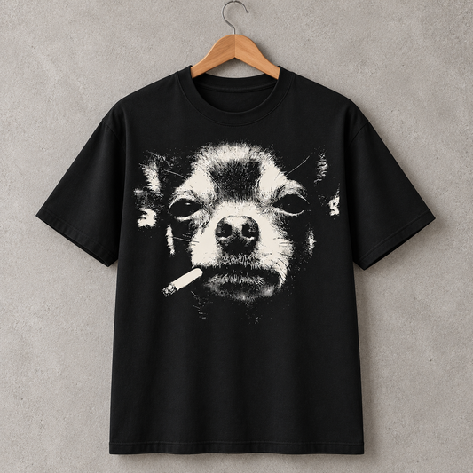 Chihuahua Smoking Dog T-Shirt, Funny Grunge Graphic Tee