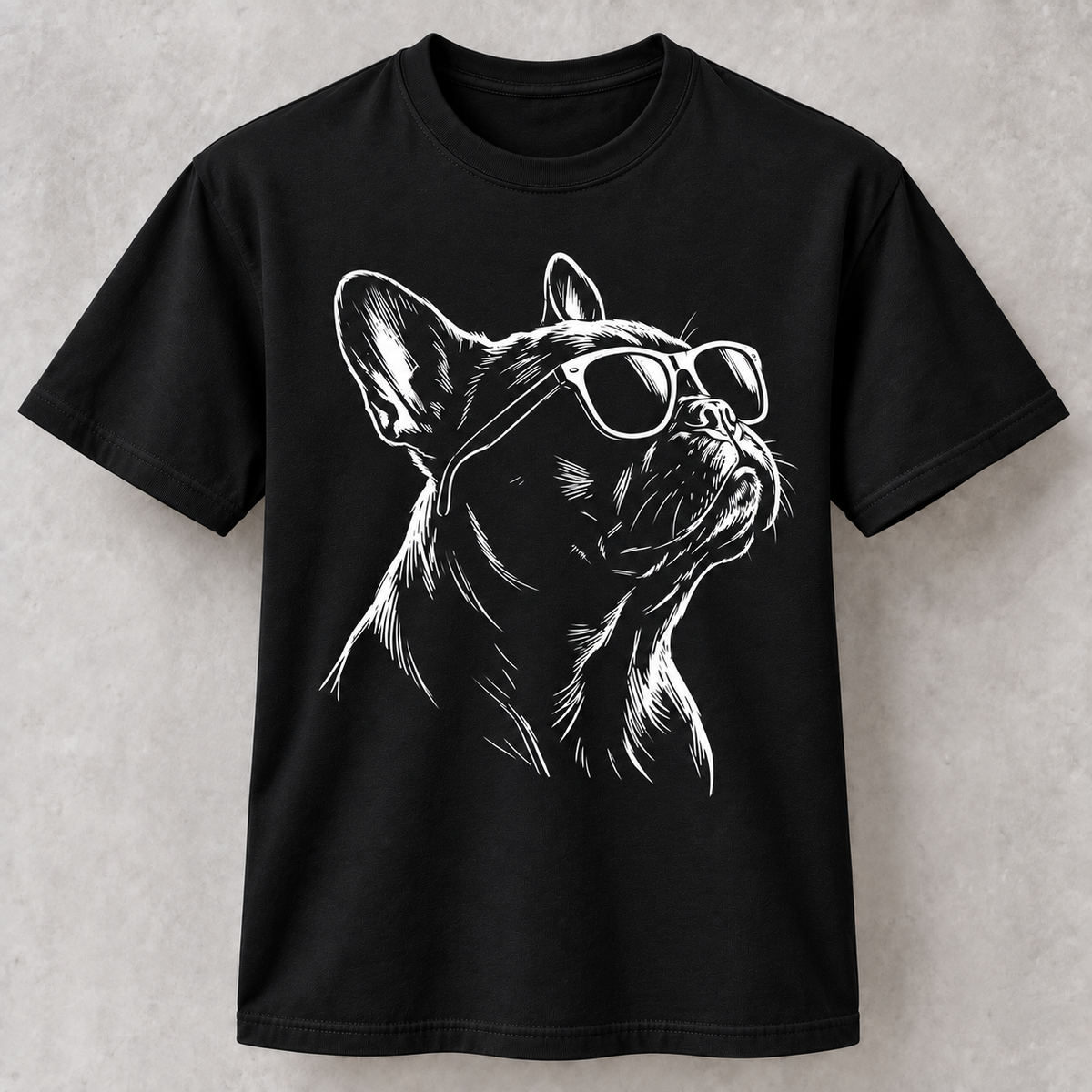 Retro Frenchie with Shades T-Shirt, French Bulldog Portrait Dog Mom Dad Gift