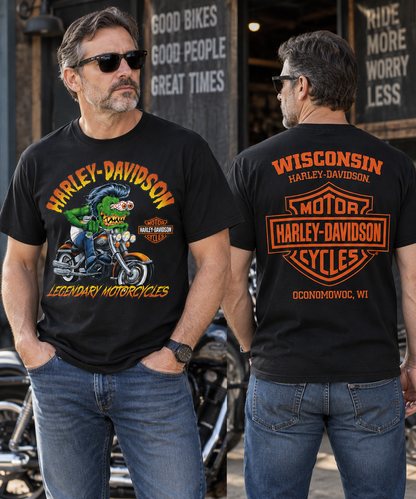 Harley Davidson Wisconsin Motorcycle Graphic Tee Vintage Biker