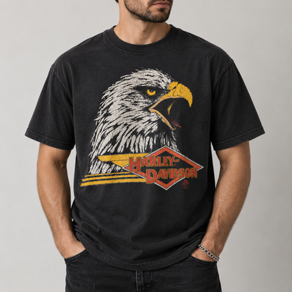 Harley-Davidson Vintage Bald Eagle Motorcycle Biker Graphic T-Shirt