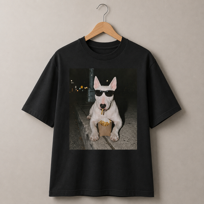 Bull Terrier Sunglasses Fries Graphic T-Shirt Funny Dog