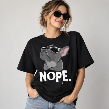 Funny French Bulldog Nope Graphic T-Shirt Frenchie Dog Lover
