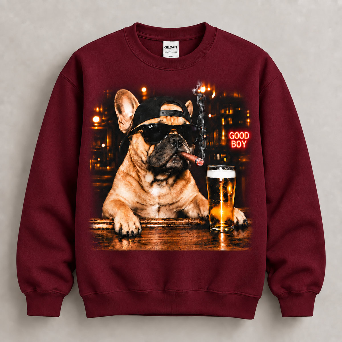 Funny French Bulldog Good Boy Bar Graphic T-Shirt Dog Lover