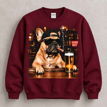 Funny French Bulldog Good Boy Bar Graphic T-Shirt Dog Lover
